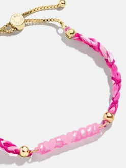 Acrylic Kids' Custom Nameplate Bracelet - Translucent Pink