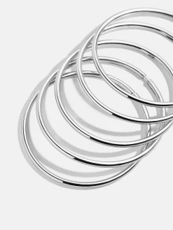 Alexia Bangle Bracelet Set - Silver