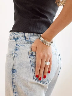 Alexia Bangle Bracelet Set - Silver