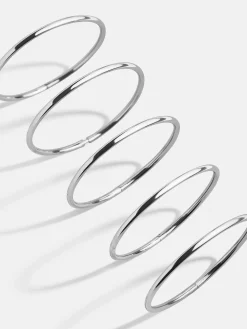 Alexia Bangle Bracelet Set - Silver