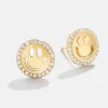 All Smiles 18K Gold Vermeil Kids' Earrings - Pavé Smiley