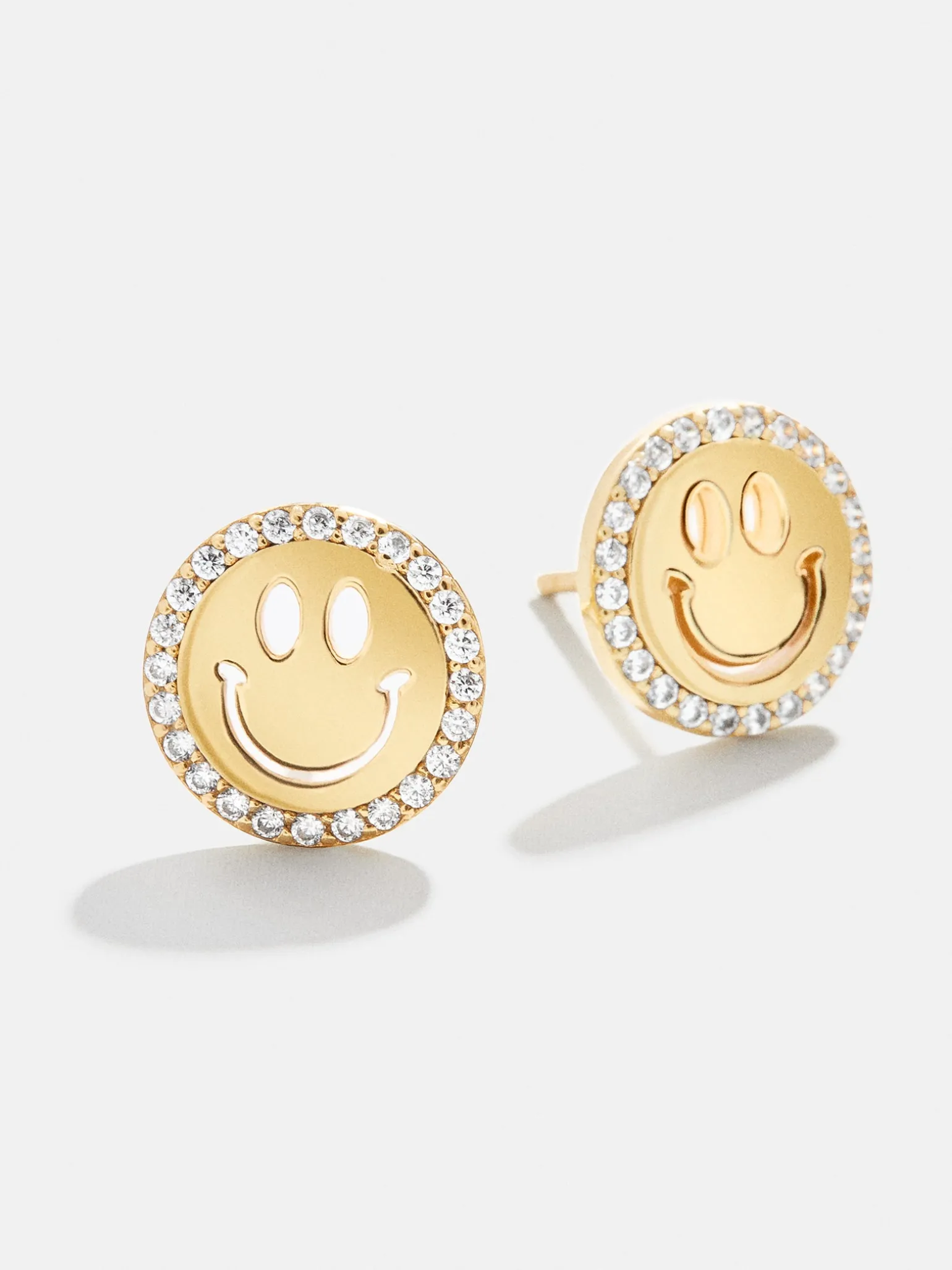 All Smiles 18K Gold Vermeil Kids' Earrings - Pavé Smiley