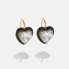 Alma Earrings - Jeweled Black Heart Drop Earrings