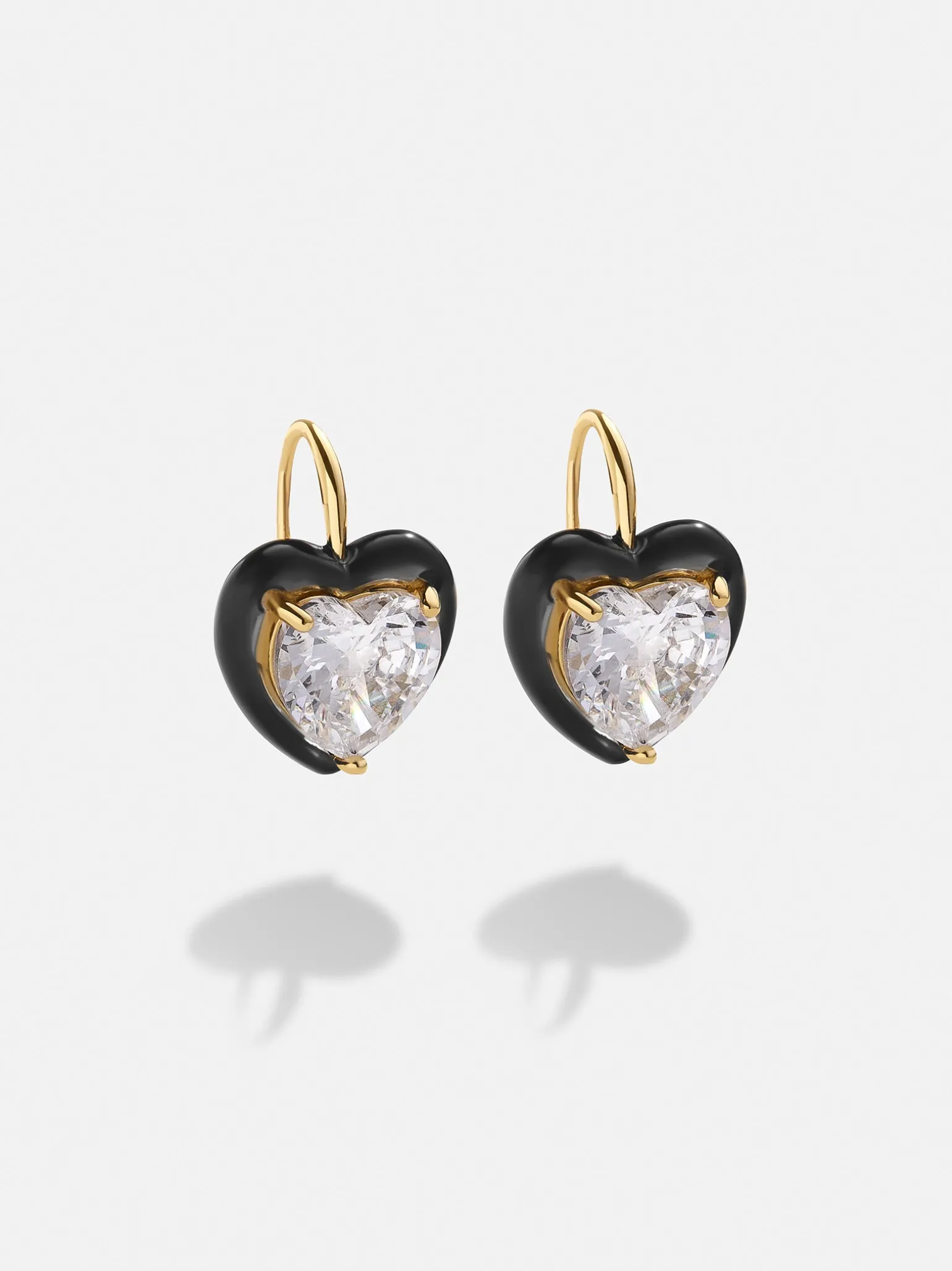 Alma Earrings - Jeweled Black Heart Drop Earrings