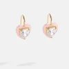 Alma Earrings - Jeweled Pink Heart Drop Earrings