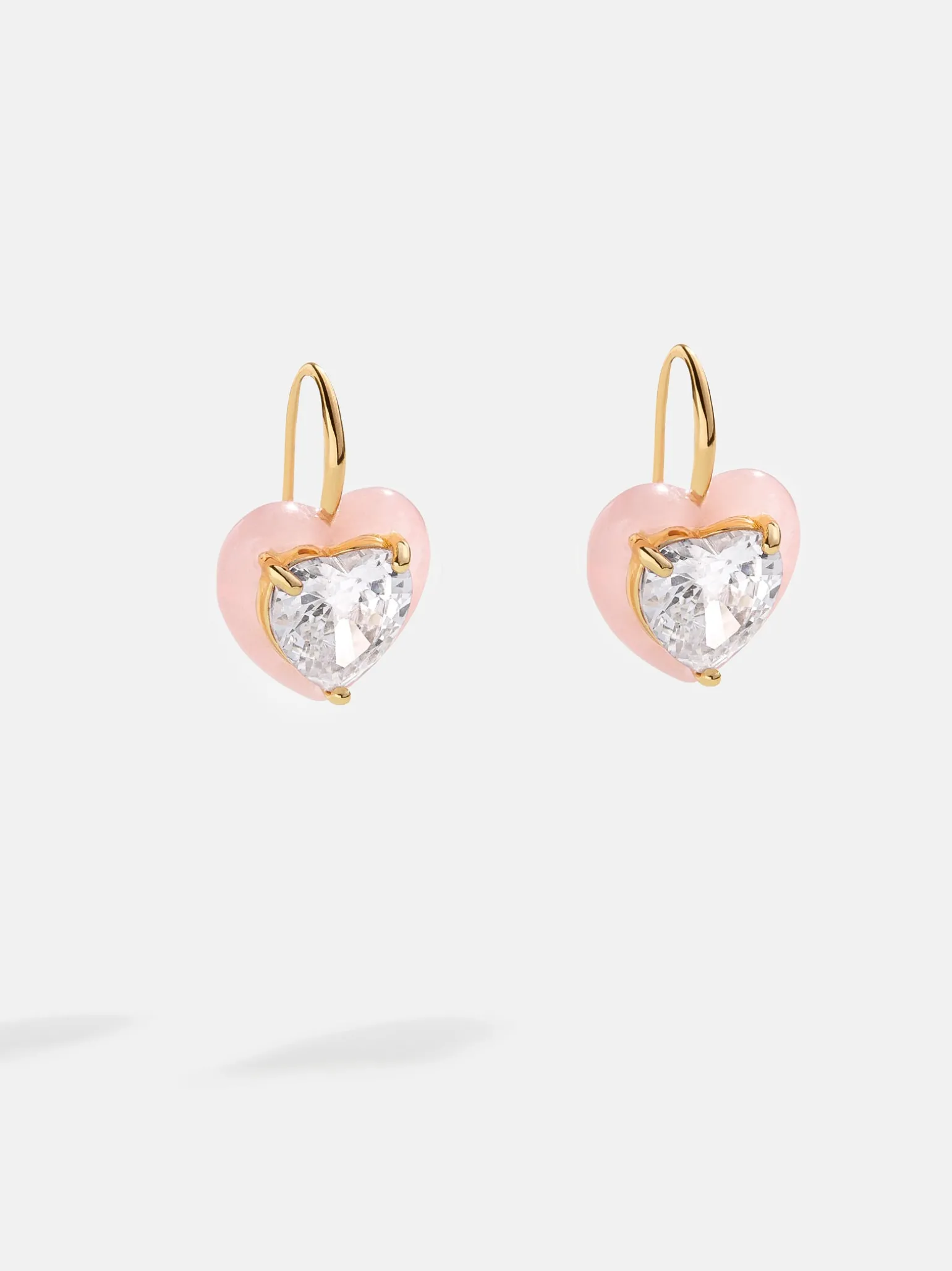 Alma Earrings - Jeweled Pink Heart Drop Earrings