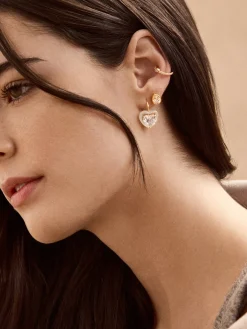 Alma Earrings - Jeweled White Heart Drop Earrings