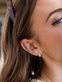 Alora Huggie Earrings - Gold/Pavé