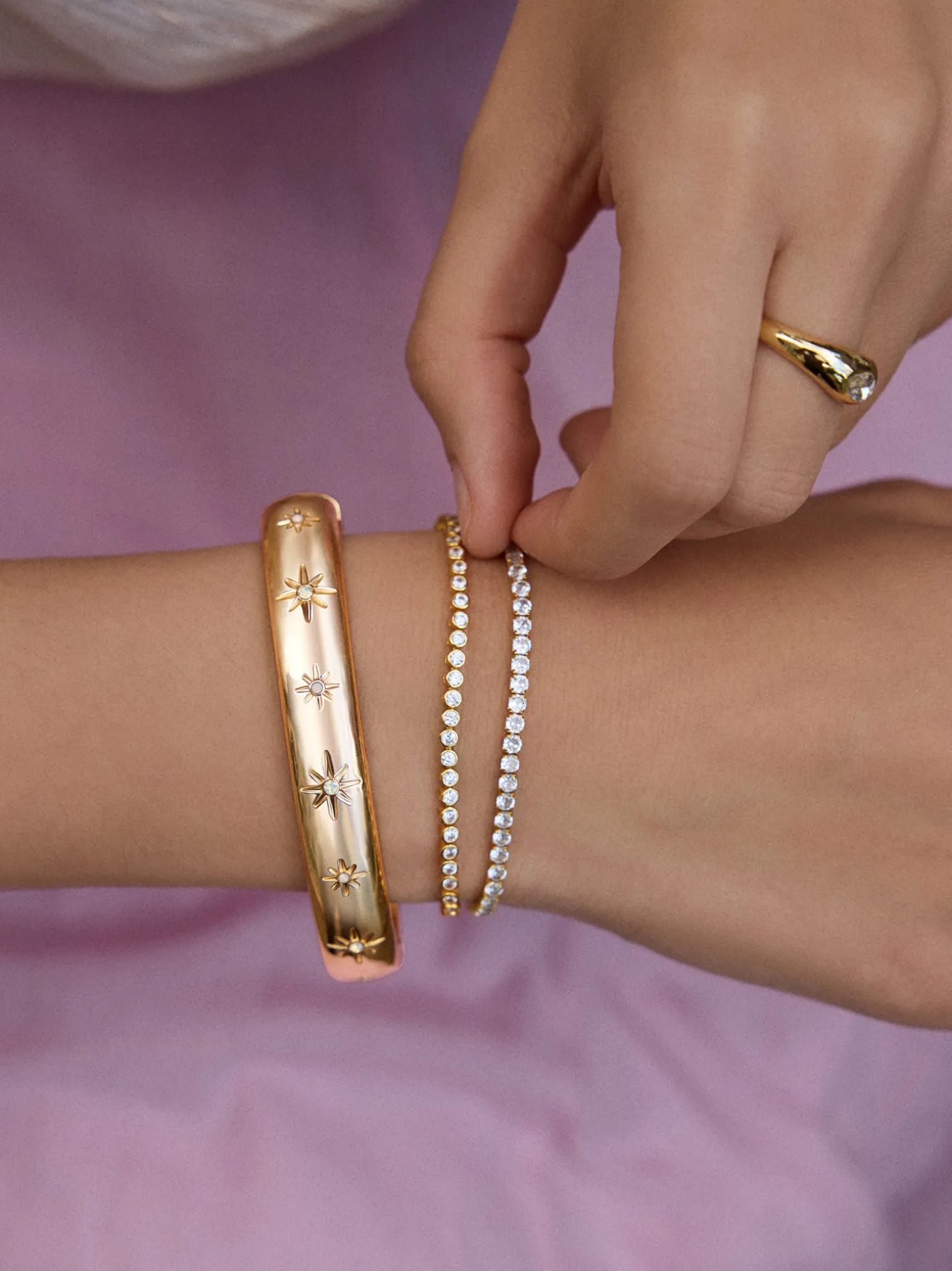 Astra Celestial Hinge Bangle - Gold/Pavé