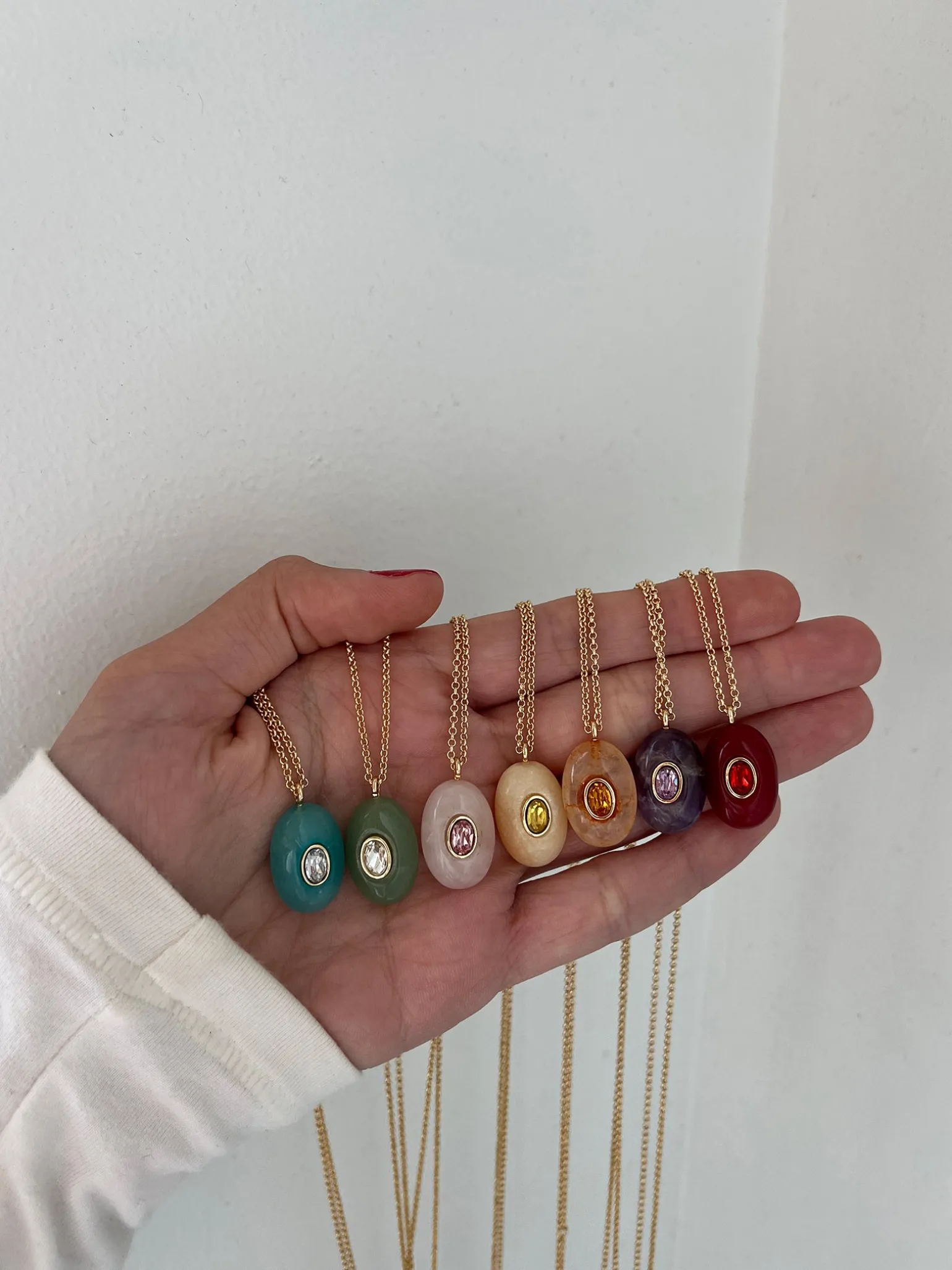 Aura Semi-Precious Pendant Necklace - Pink