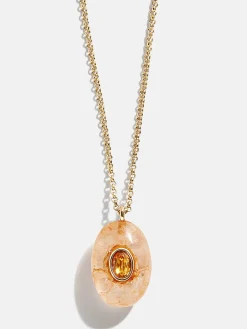 Aura Semi-Precious Pendant Necklace - Orange