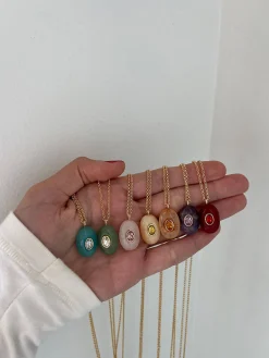 Aura Semi-Precious Pendant Necklace - Orange