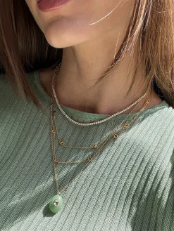 Aura Semi-Precious Pendant Necklace - Green