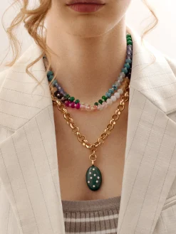 Aurora Semi-Precious Layered Necklace - Gold/Multi