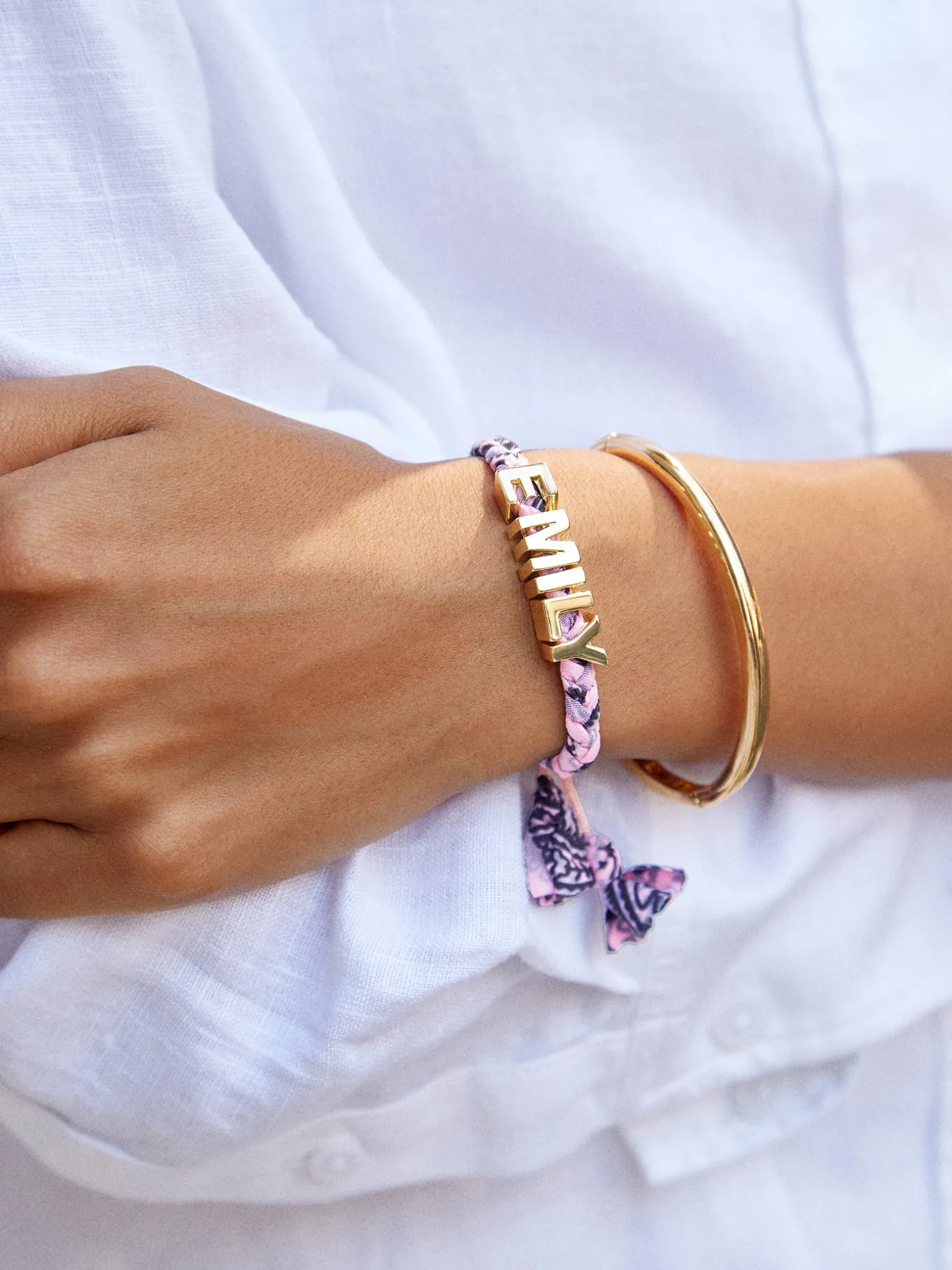 Bandana Custom Nameplate Bracelet - Blush
