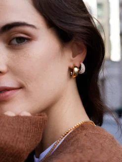 Bay Waterproof Earring Set - Gold/Pavé