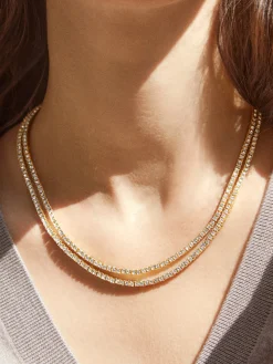 Becca Layered Tennis Necklace - Gold/Pavé