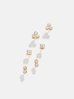 Beckett Waterproof Earring Set - Gold/Pavé