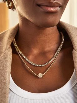 Bennett Classic Tennis Necklace - Gold Plated Brass