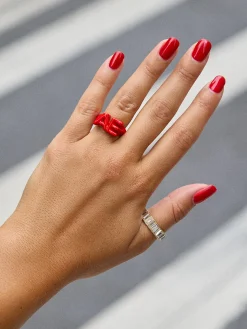 Block Enamel Custom Initial Ring - Red