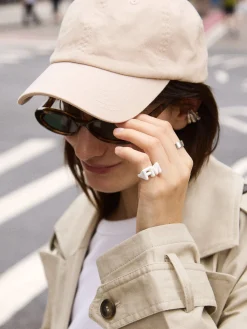 Block Enamel Custom Initial Ring - White