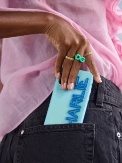 Block Enamel Custom Initial Ring - Turquoise