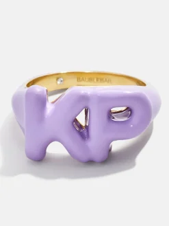 Block Enamel Custom Initial Ring - Purple