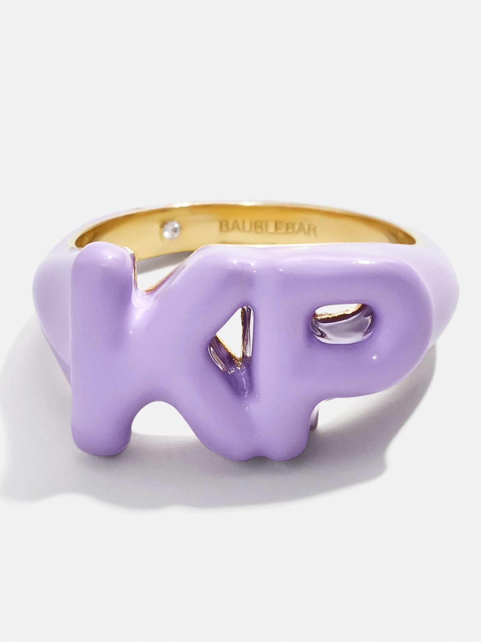 Block Enamel Custom Initial Ring - Purple