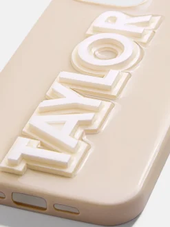 Block Font Custom iPhone Case - Beige/White