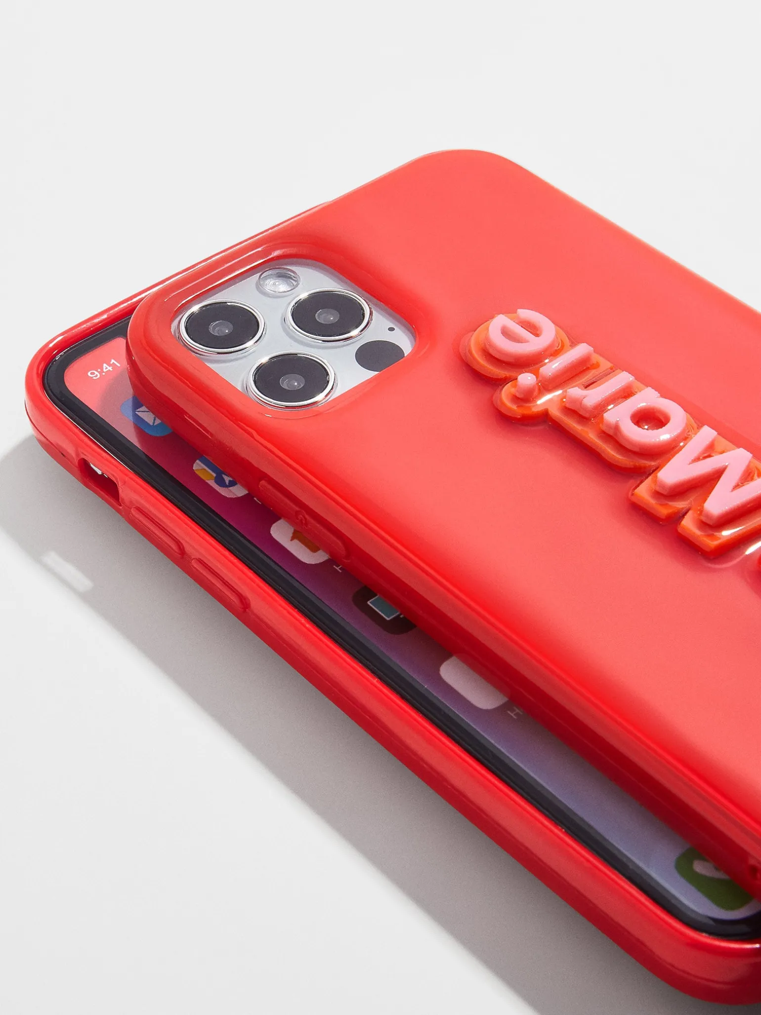 Block Font Custom iPhone Case - Bright Red/Pink