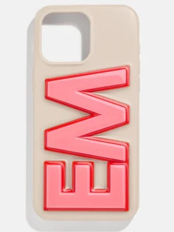 Block Font Custom iPhone Case - Beige/Pink