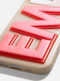 Block Font Custom iPhone Case - Beige/Pink