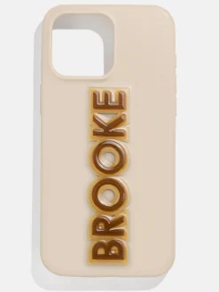 Block Font Custom iPhone Case - Beige/Brown