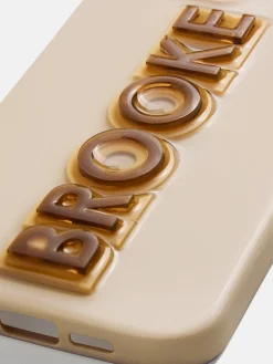 Block Font Custom iPhone Case - Beige/Brown