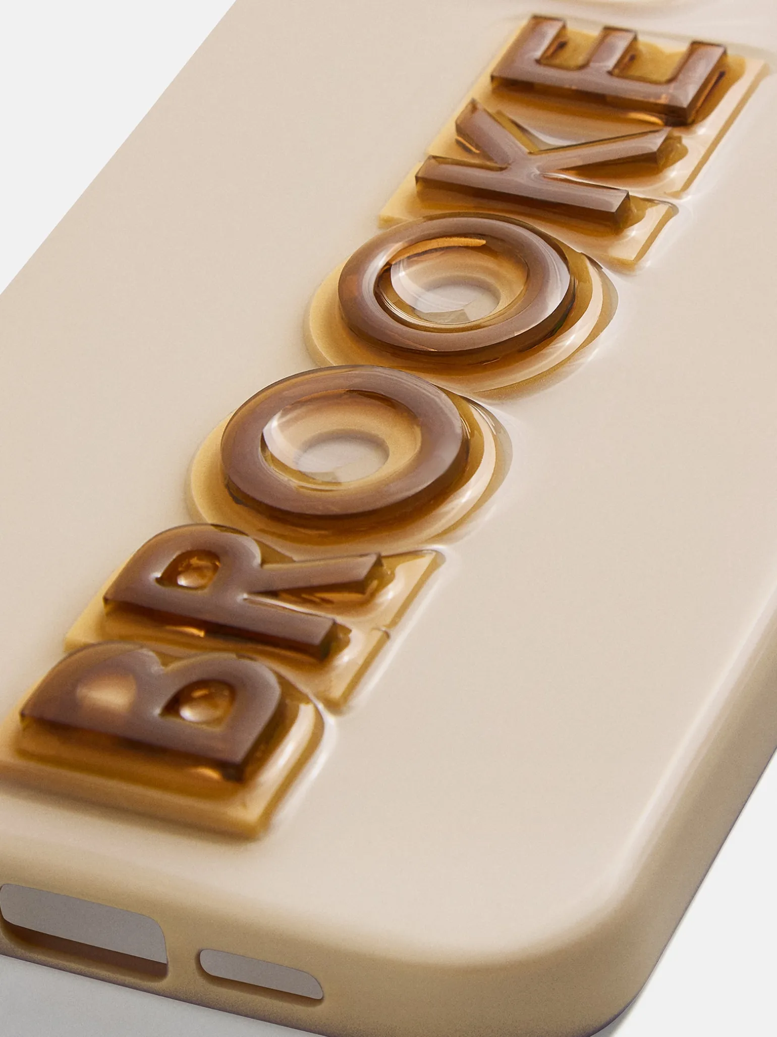 Block Font Custom iPhone Case - Beige/Brown
