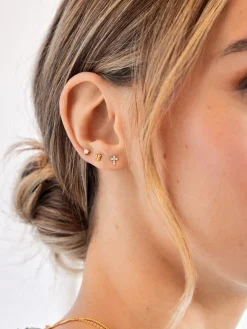 Christina 18K Gold Vermeil Earrings - Pavé Cross