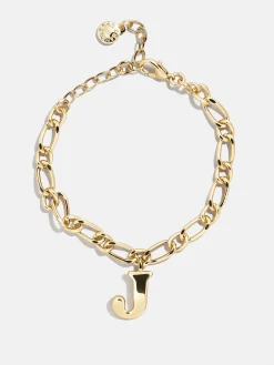 Chunky Charm Initial Bracelet - Gold