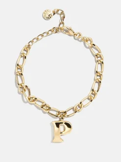 Chunky Charm Initial Bracelet - Gold