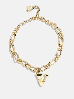 Chunky Charm Initial Bracelet - Gold