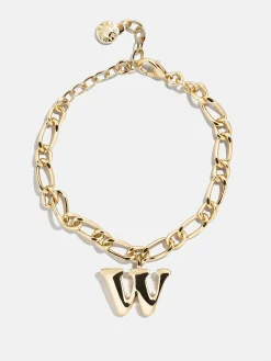 Chunky Charm Initial Bracelet - Gold