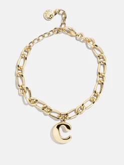 Chunky Charm Initial Bracelet - Gold