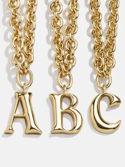 Chunky Charm Initial Necklace - Gold
