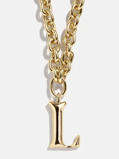 Chunky Charm Initial Necklace - Gold