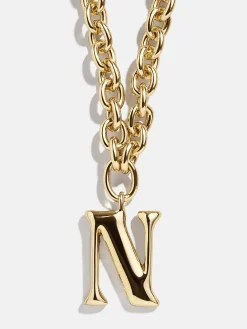 Chunky Charm Initial Necklace - Gold