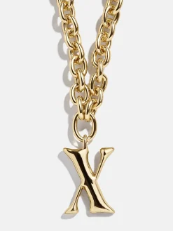 Chunky Charm Initial Necklace - Gold