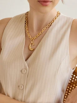 Chunky Charm Initial Necklace - Gold