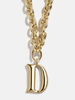 Chunky Charm Initial Necklace - Gold