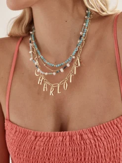 Chunky Spaced Letter Custom Necklace - Gold