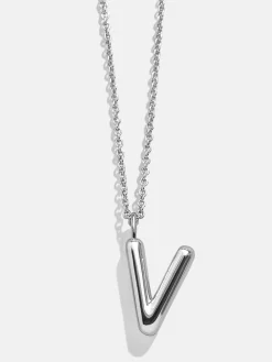 Classic Silver Initial Necklace - Silver