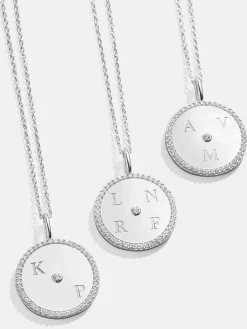 Classic Sterling Silver Custom Medallion Necklace - Pavé/Silver